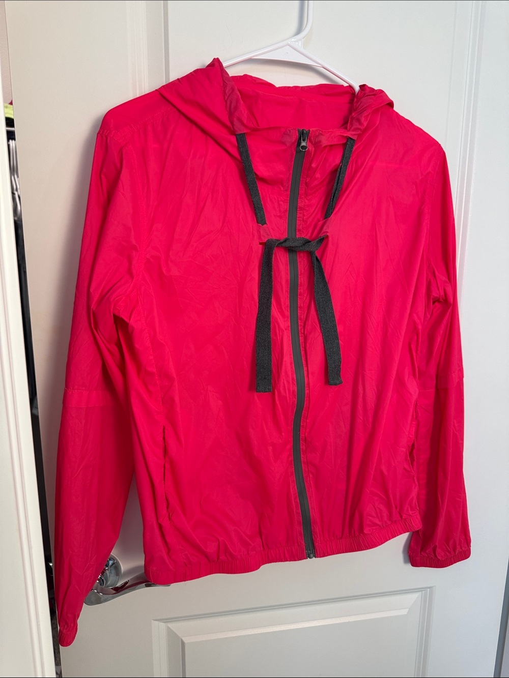 ZYIA Hot Pink Hooded Bomber Jacket with Black Drawstrings